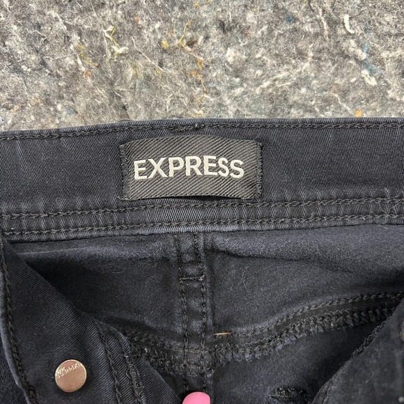Express Womens Black Skinny Jeans Size 0 Mid Rise Stretch Denim Cropped Ankle - Picture 4 of 10